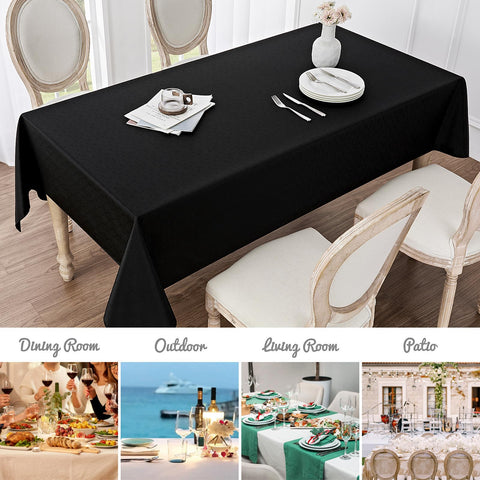 Veblandy black tablecloth ideal for parties, weddings, and casual meals.