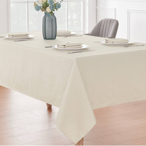 Veblandy buffet setting with tablecloth protecting surfaces during meals