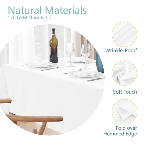 Veblandy linen-textured fabric demonstrates wrinkle-free surface for everyday meals.