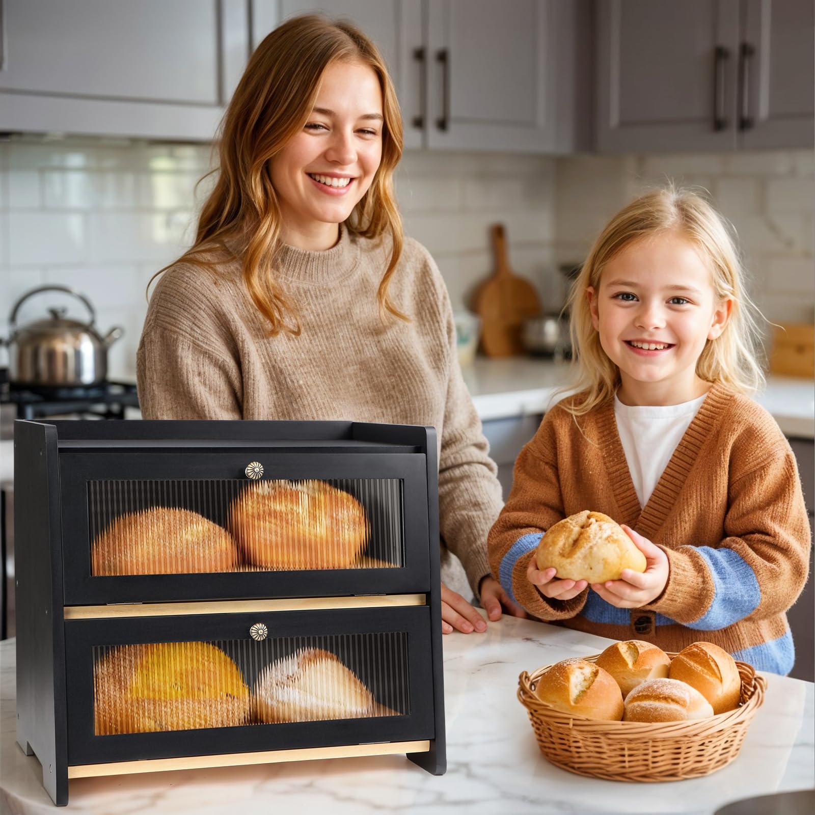 VEDALIO bread box with magnetic door sealing to preserve freshness.