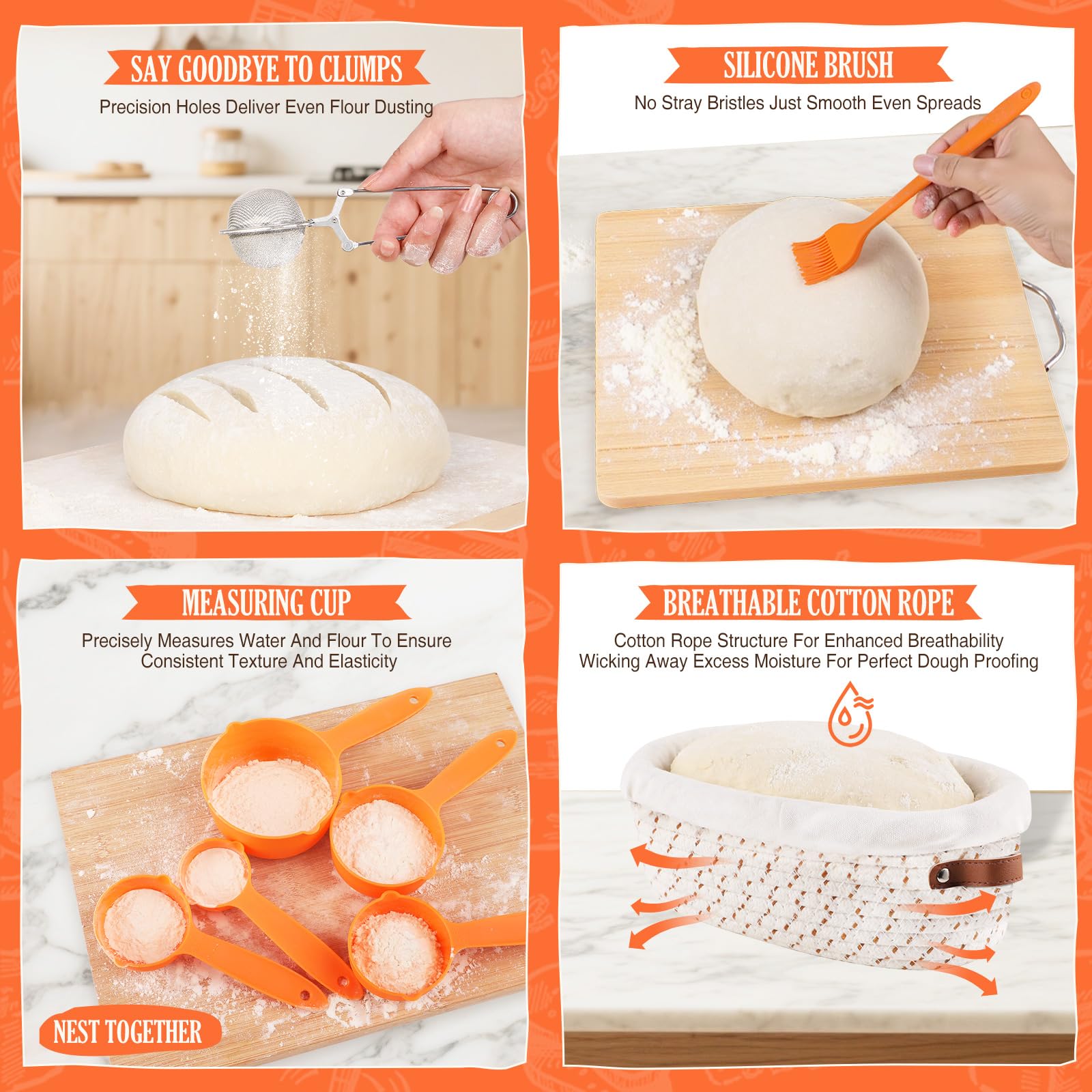 VEDALIO dough whisk ergonomic design for quick, cohesive dough blending