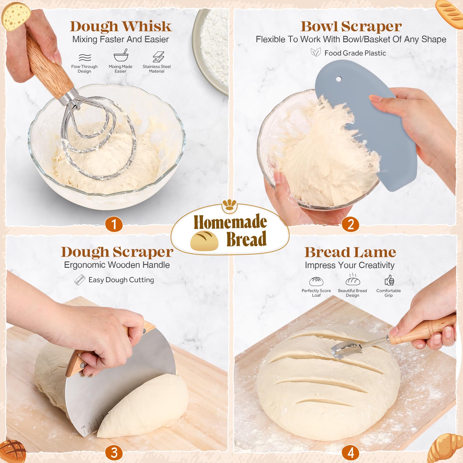 VEDALIO oval sourdough proofing basket 10-inch promotes even proofing and open crumb