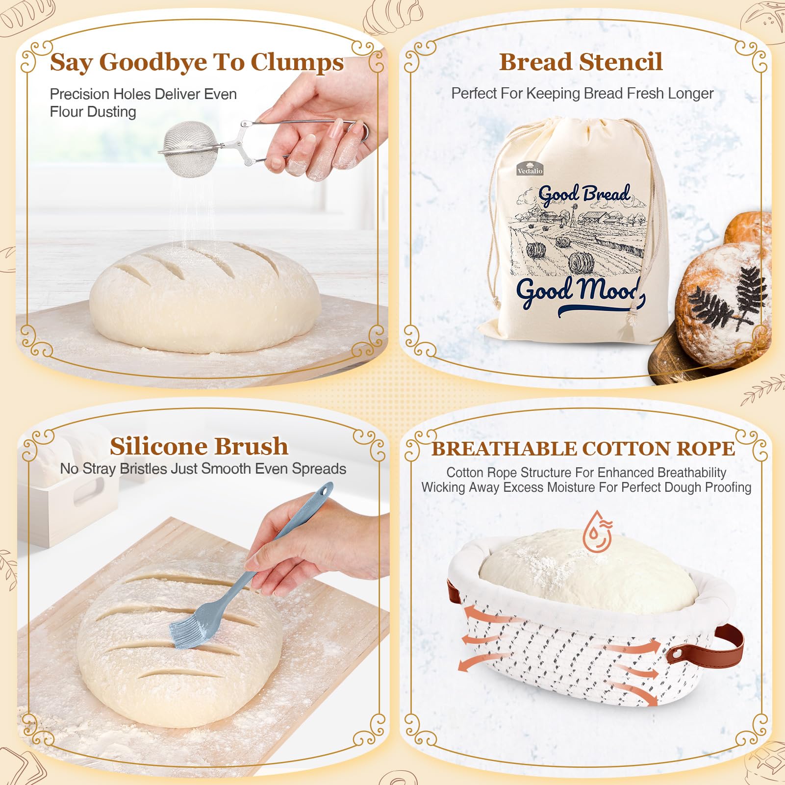VEDALIO sourdough starter jar helps steady fermentation and easy starter storage.