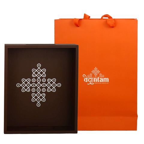 Vedantam decor tray adds subtle elegance to dining tables and sideboards.