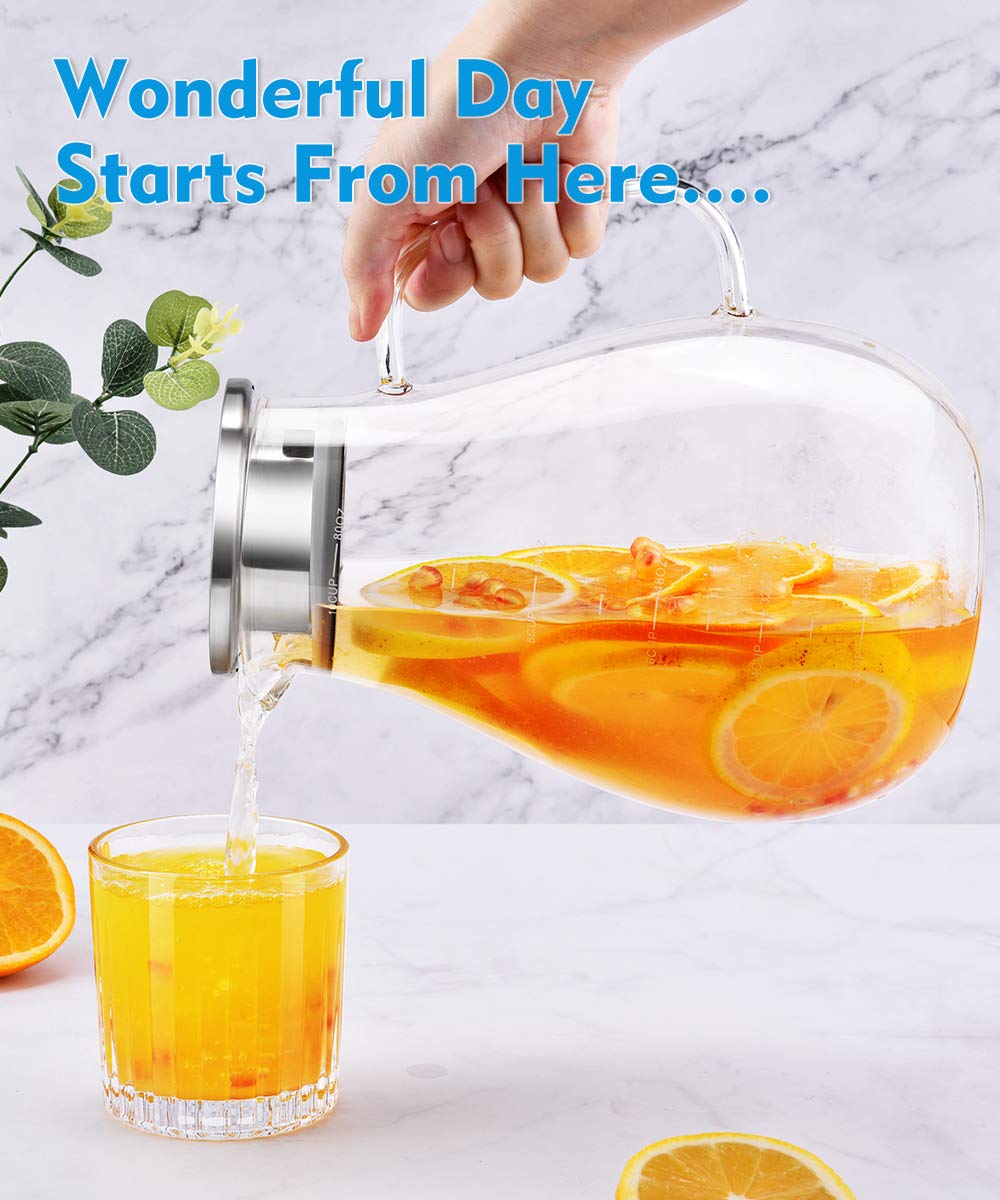 Veecom borosilicate glass pitcher with wide mouth and ergonomic handle