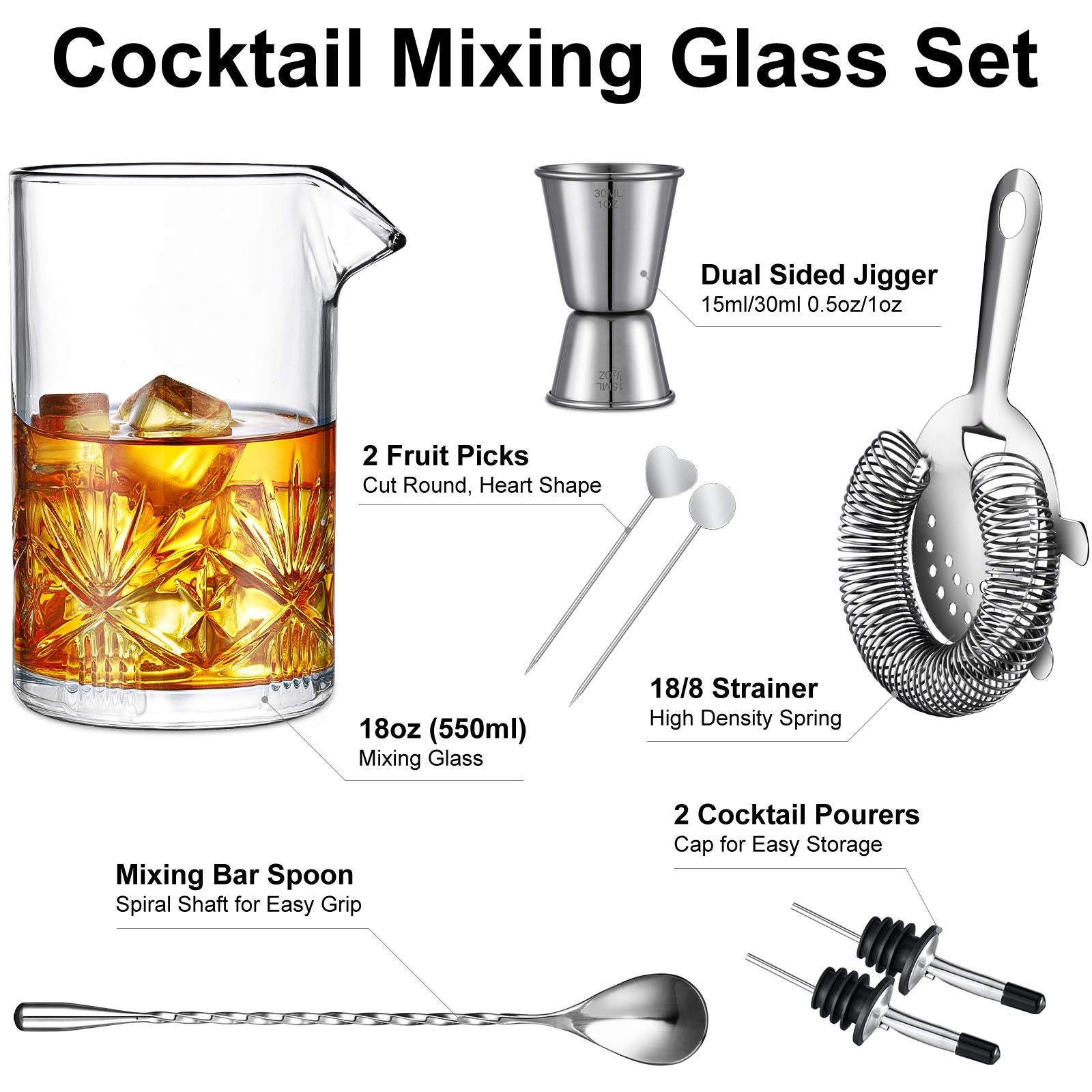 veecom double jigger measures 0.5/1 oz for accurate cocktails