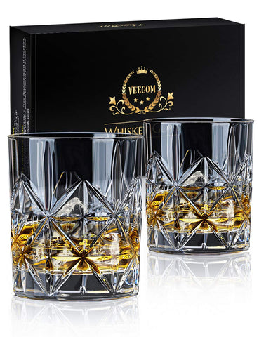 veecom whiskey glass 10oz front view highlights large capacity for bourbons and cocktails
