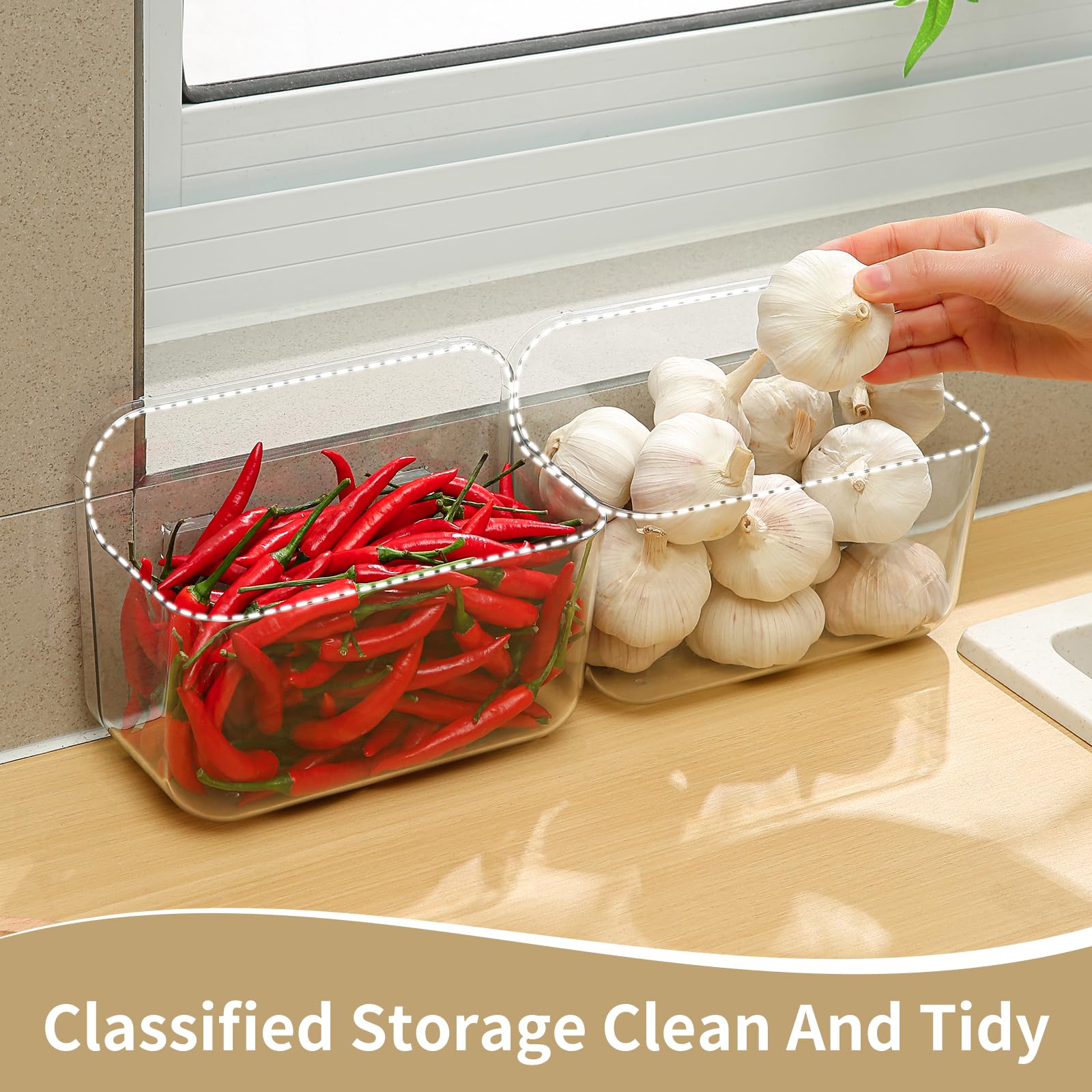 Veefos clear lid storage demonstrating see through visibility for quick checks