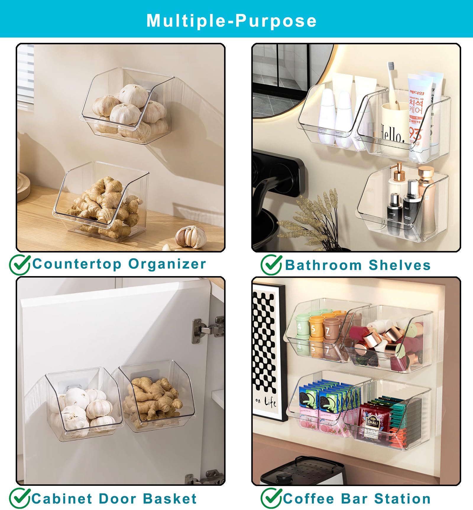 Veefos no-drill wall shelf with adhesive pads for quick setup