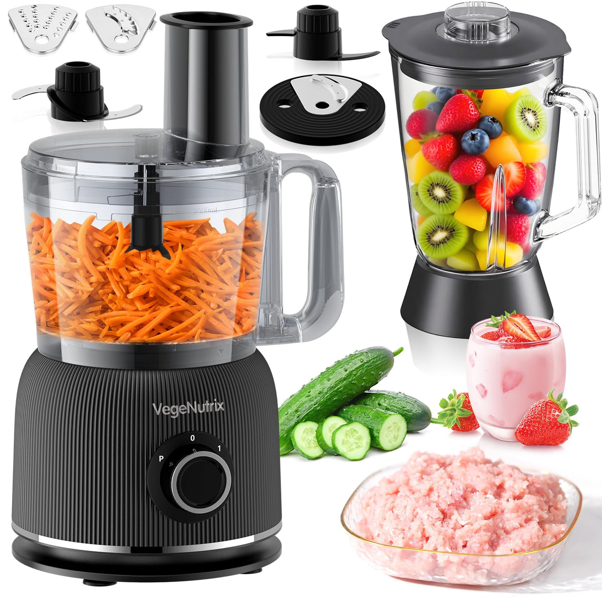 VegeNutrix all-in-one unit on the counter for versatile kitchen tasks.