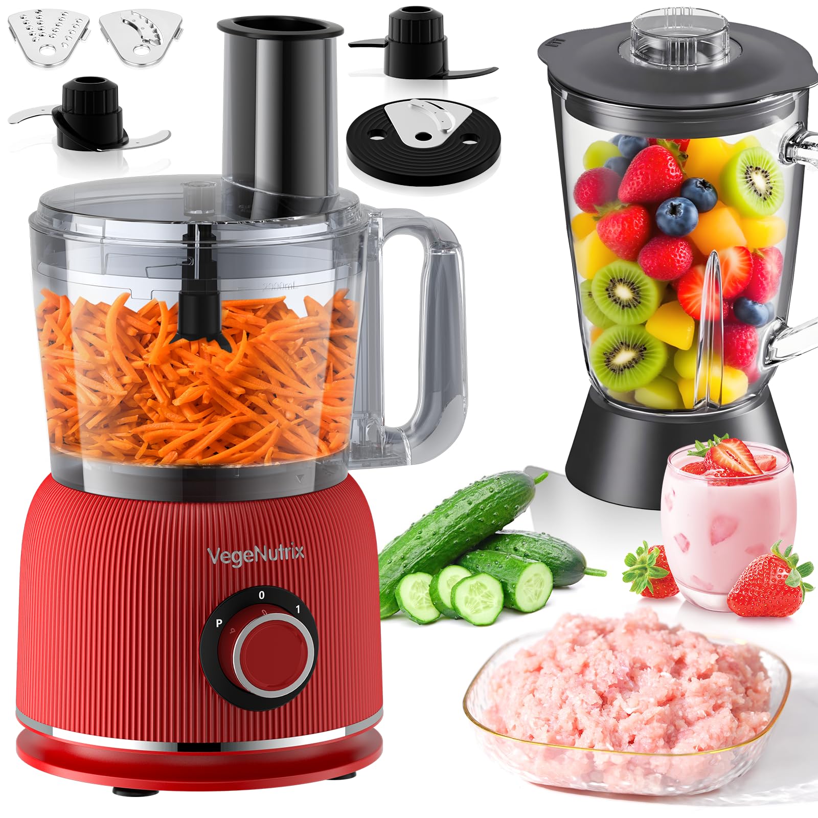 VegeNutrix food-processor-blender-combo-setup for all-in-one meal prep efficiency