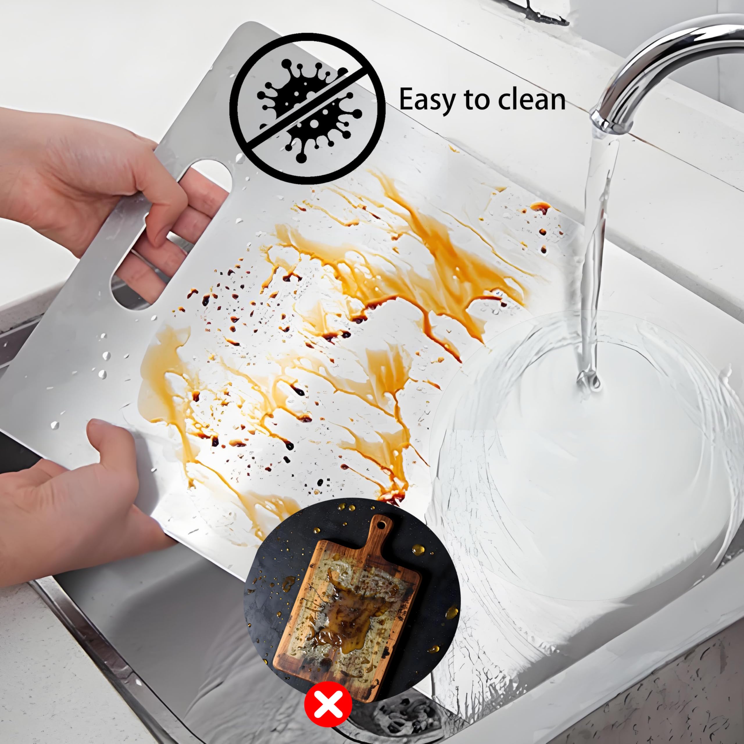 Vehequny cutting board smooth edge design reduces risk of cuts during meal prep