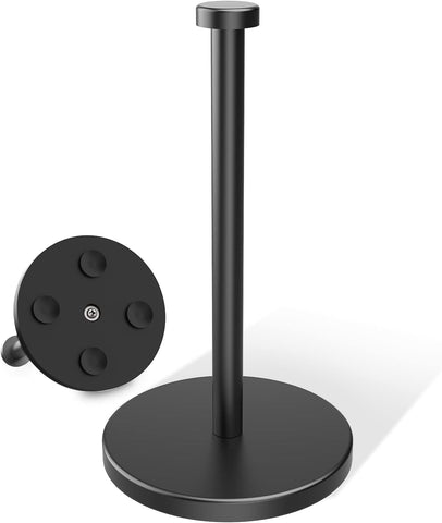 VEHHE black paper towel holder on countertop, side view showing compact design.