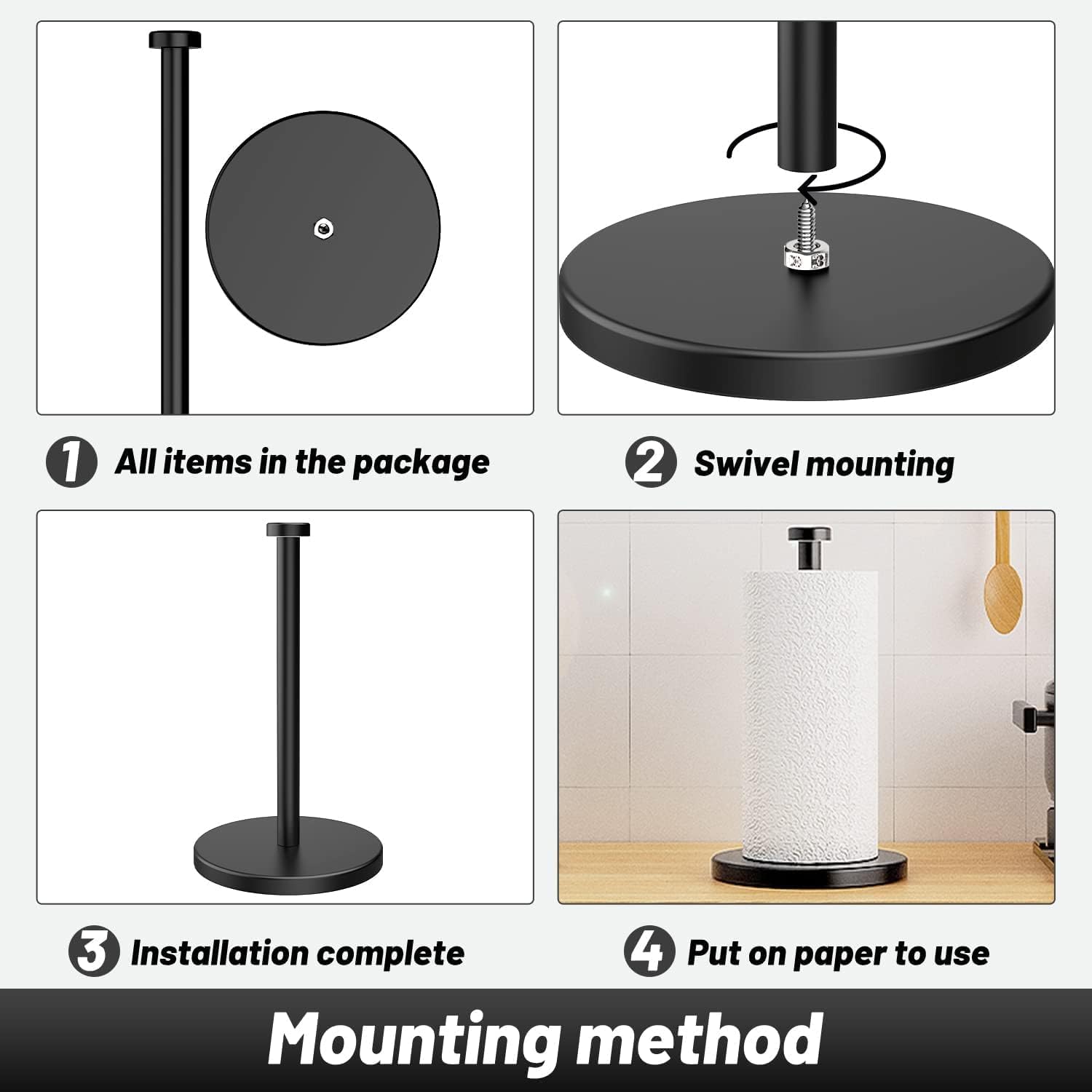 VEHHE compact countertop dimensions shown to fit most towel rolls.