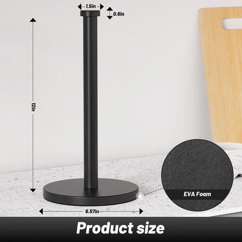 Close-up shows sturdy base construction supporting steady towel dispensing.