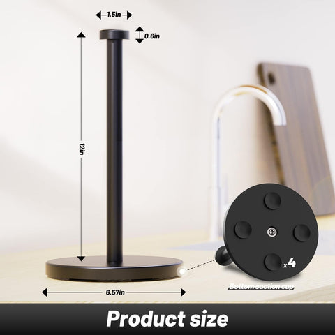 VEHHE paper towel holder with weighted base and four suction cups for stability.
