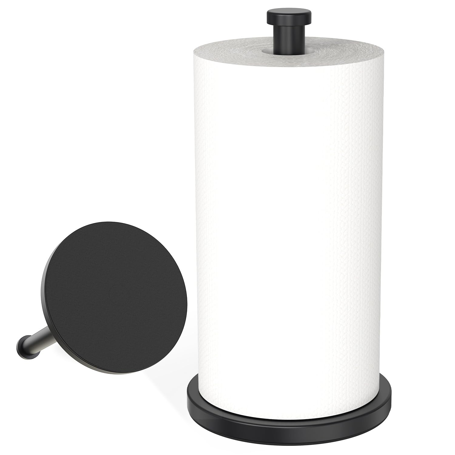 VEHHE paper towel holder on countertop with non-slip base keeps towels steady.