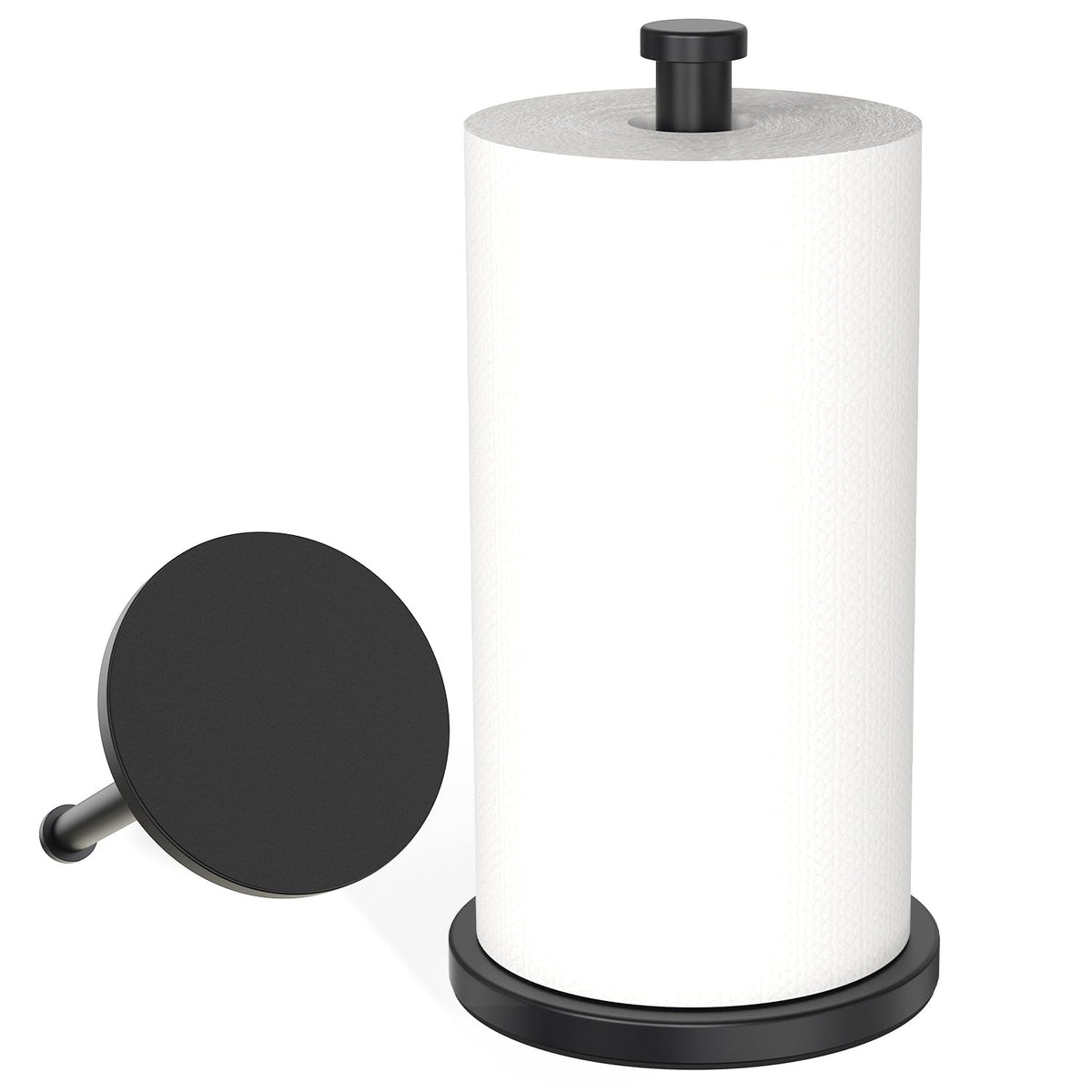VEHHE paper towel holder on countertop with non-slip base keeps towels steady.