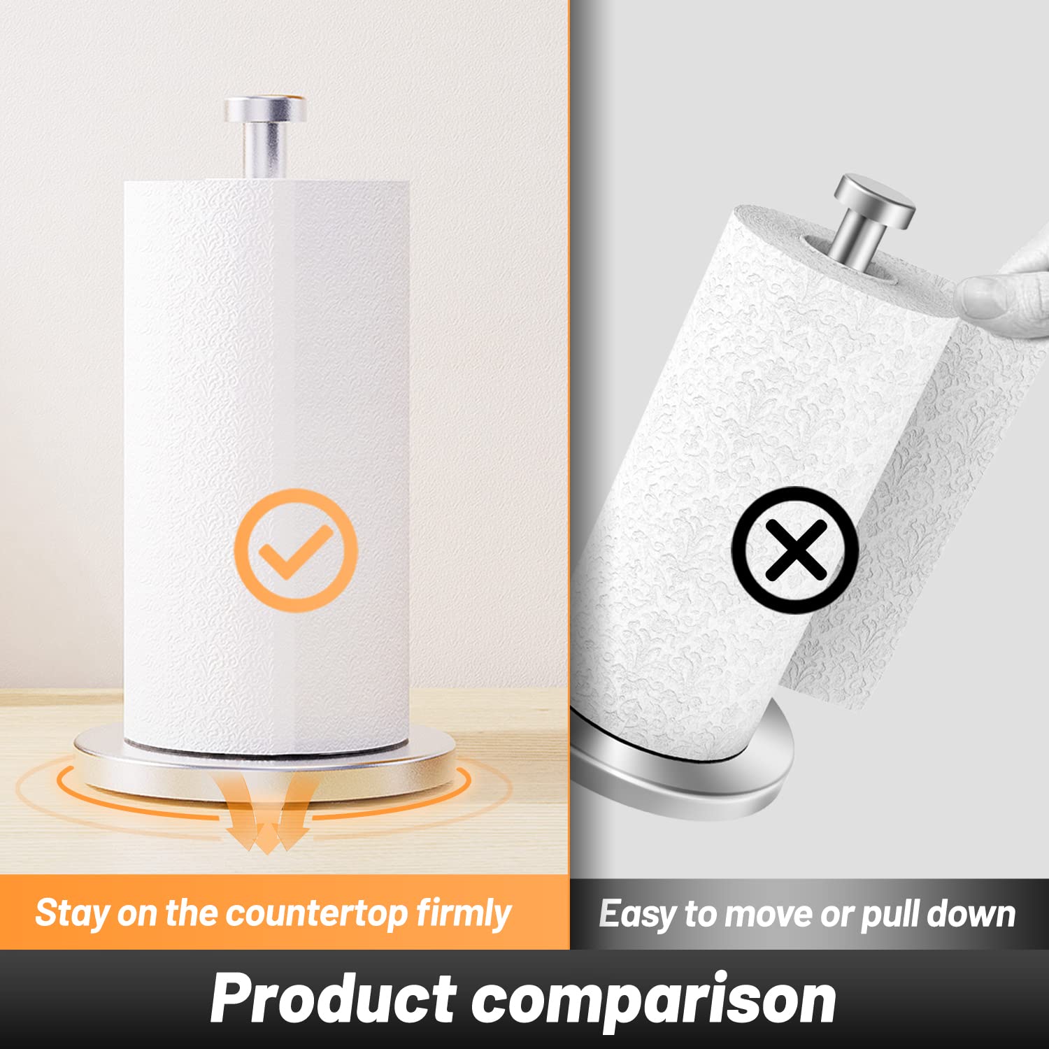 Weighted base with four suction cups prevents tipping