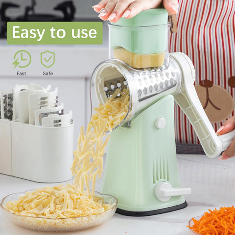 VEKAYA Cheese Grater large feed port speeds up loading for bigger ingredients.