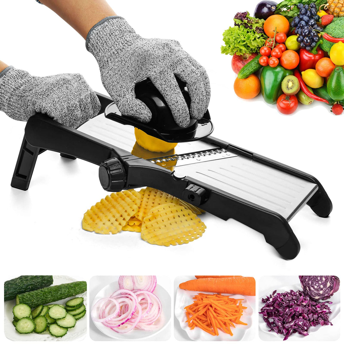 VEKAYA Mandoline Slicer blades deliver precise, even cuts for perfect vegetables