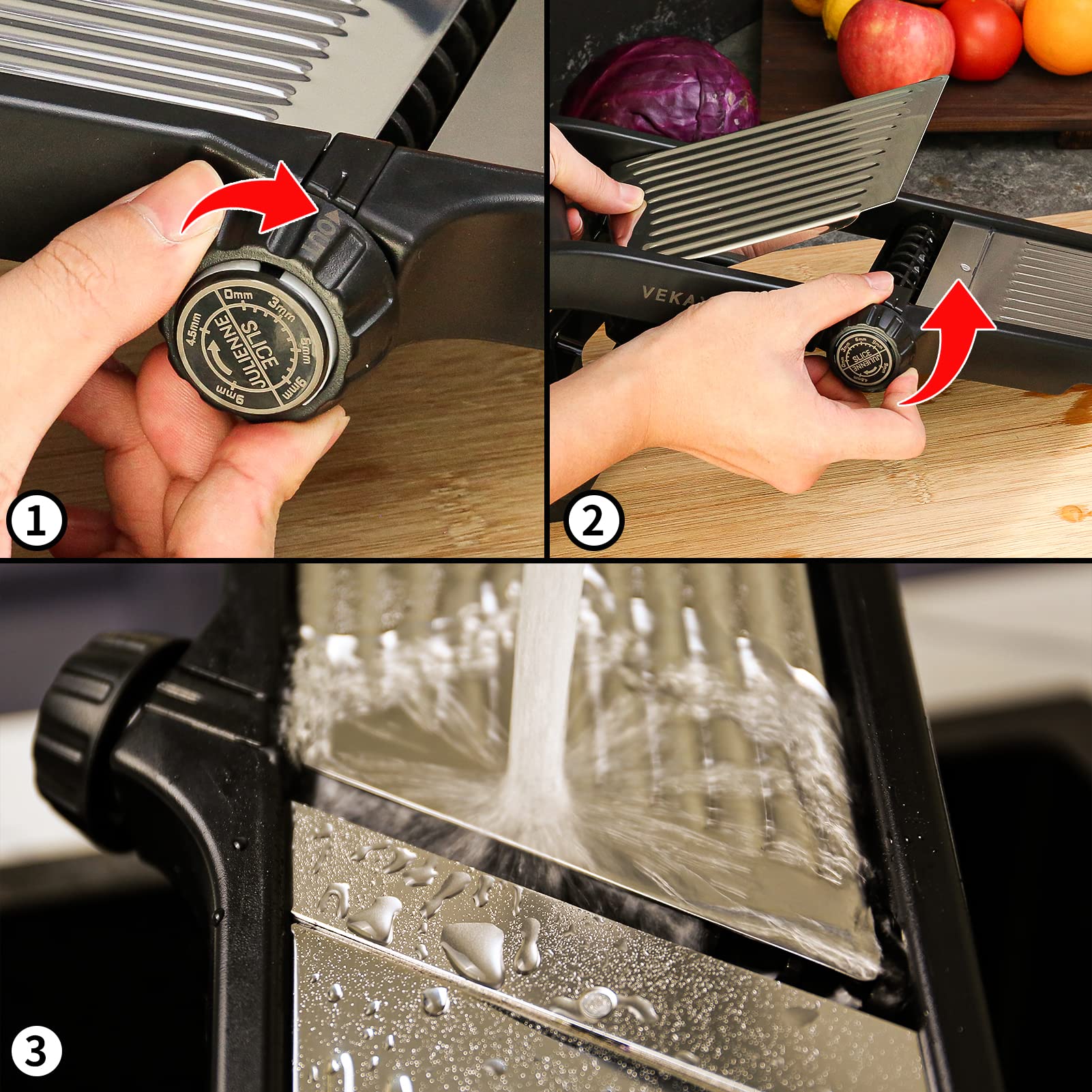 VEKAYA Mandoline Slicer easy-clean design folds flat for storage