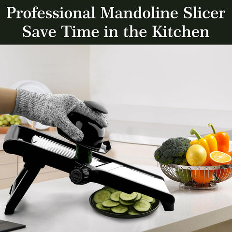 VEKAYA Mandoline Slicer with food pusher for stable prep