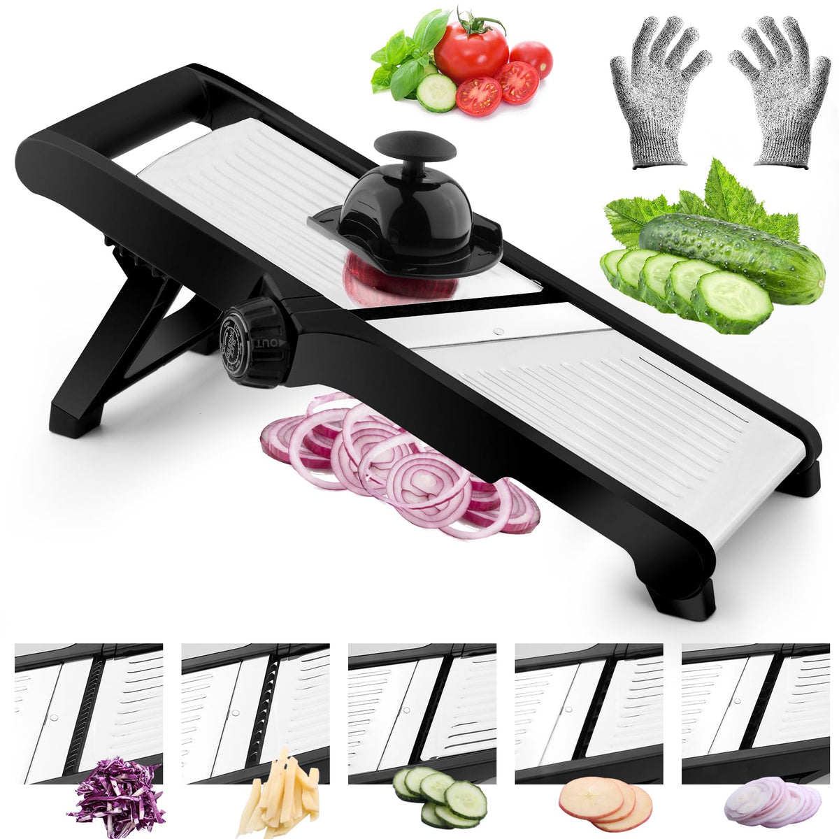 VEKAYA Mandoline Slicer with safety gloves for safer slicing