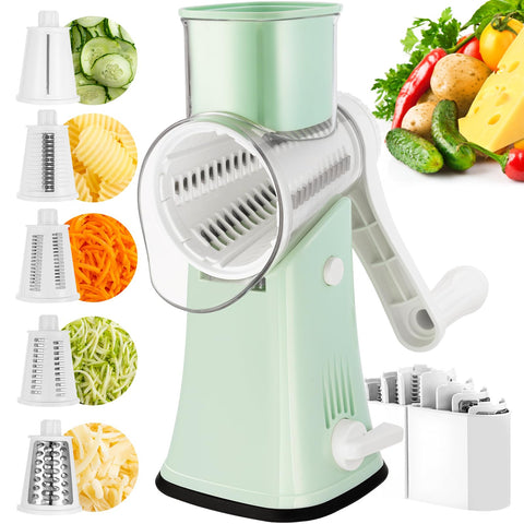 VEKAYA Rotary Cheese Grater handle provides steady control for easy shredding.