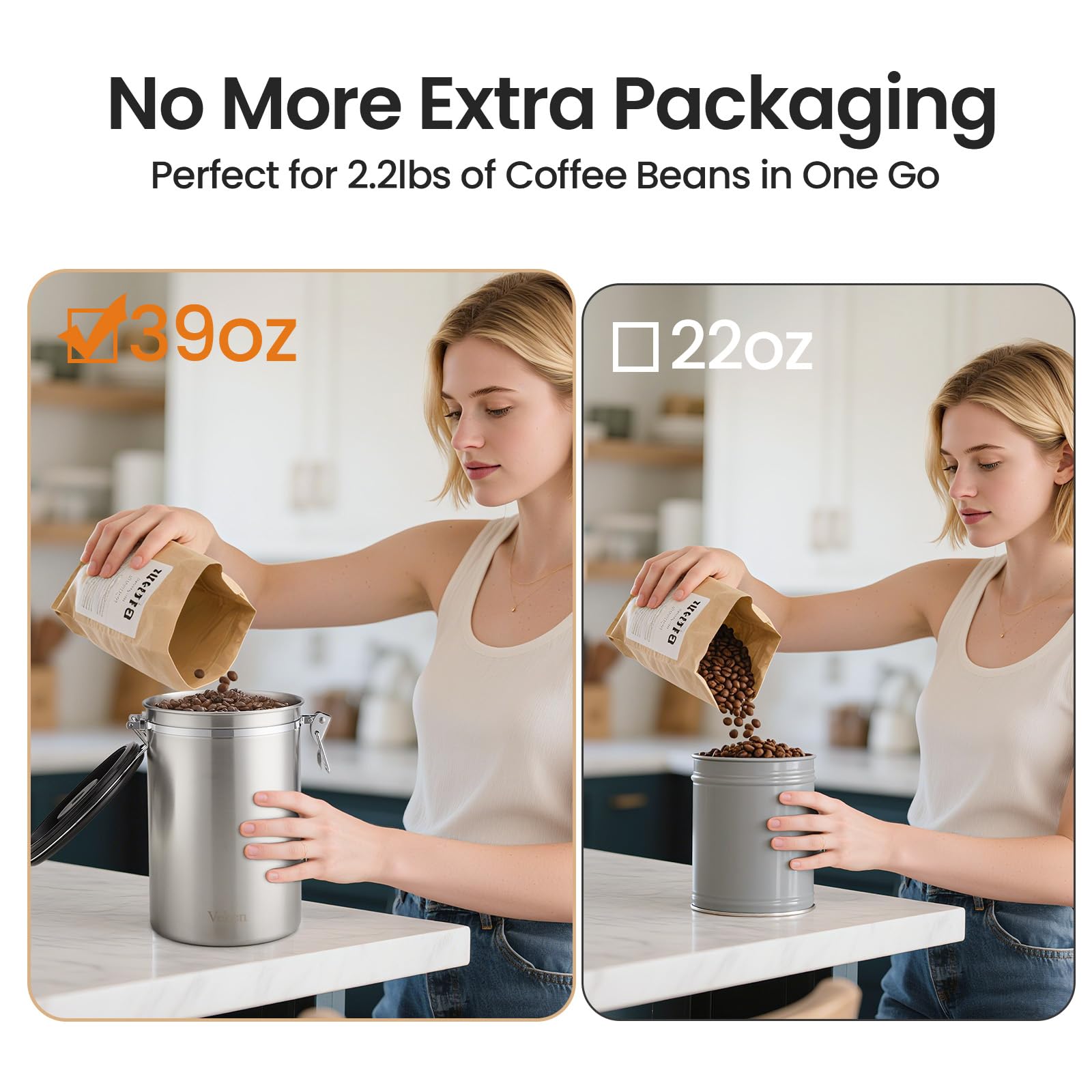 Veken one way CO2 valve helps maintain freshness.