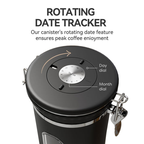 Veken coffee canister airtight seal keeps aromas locked in.