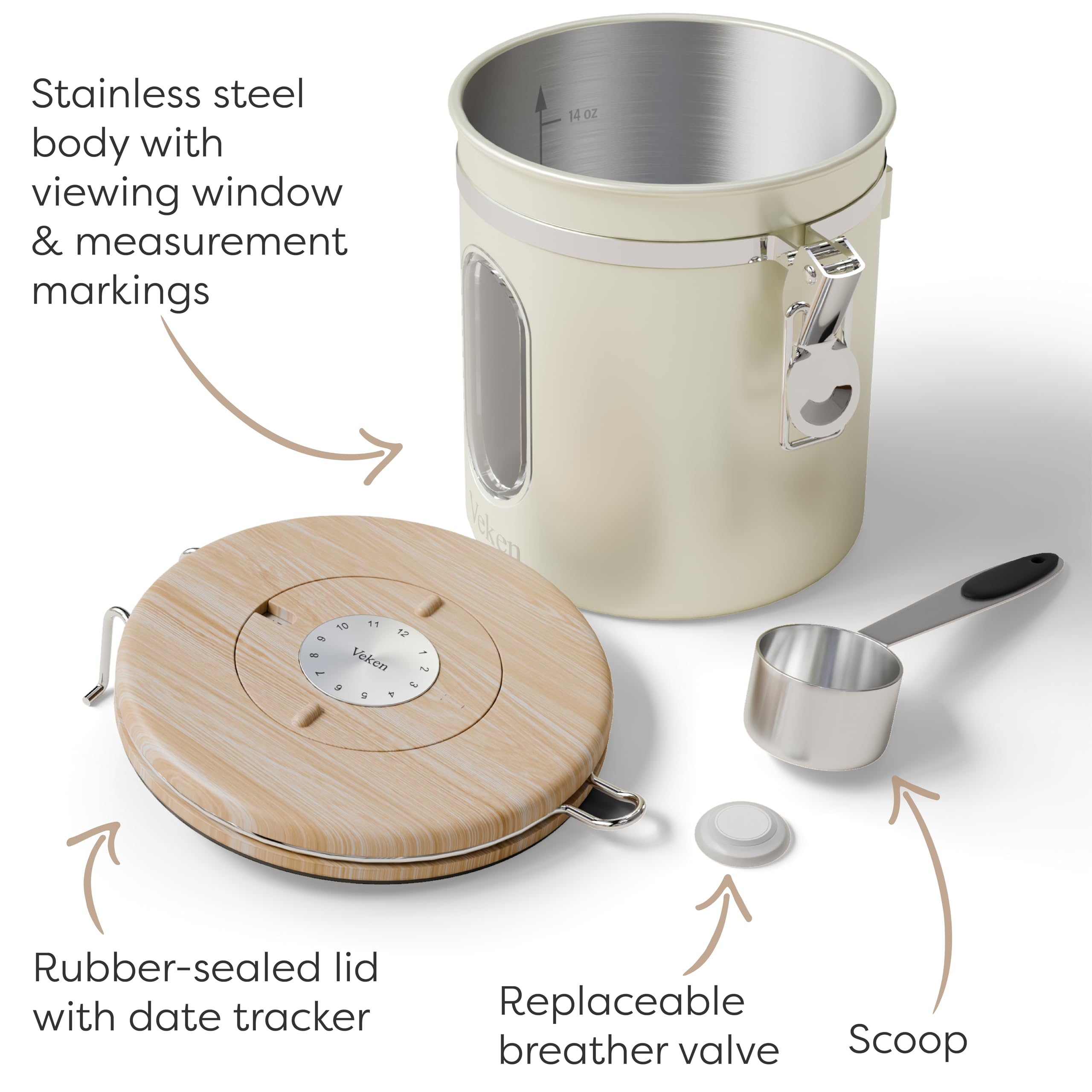 Close-up of Veken canister CO2 valve for aroma preservation.