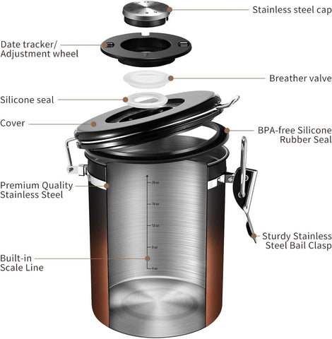 Veken copper finish coffee canister adds stylish storage