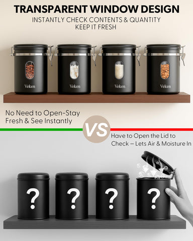 Veken canister date tracker lid helps track storage duration.
