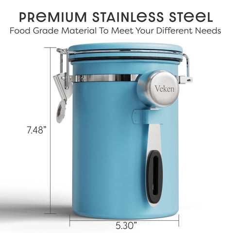 Veken canister date tracker on lid helps manage freshness reminders.