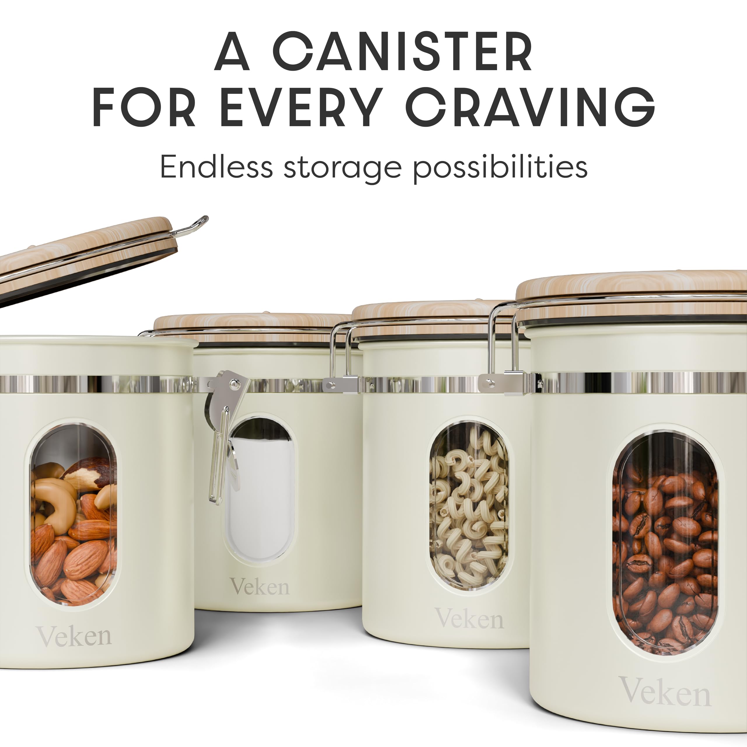 Sleek Veken coffee canister adds organized style to your kitchen counter.
