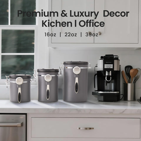Veken canister on kitchen shelf organizing pantry items