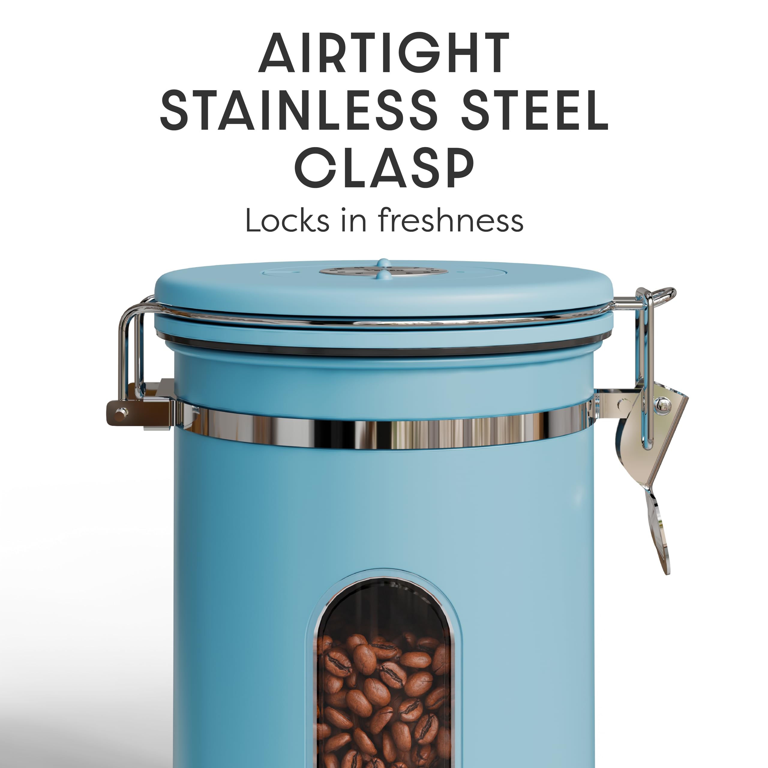 Veken canister scale line aids precise bean measurement for brewing.