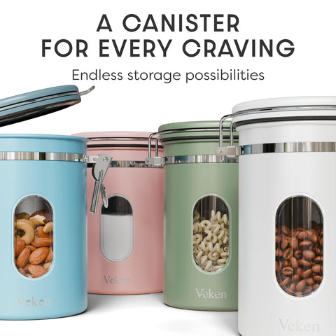 Veken canister includes free scoop for easy, tidy portions.
