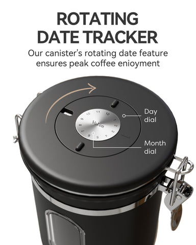 Veken coffee scoop attaches to the jar for precise dosing.