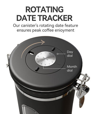 Date tracker on the Veken lid helps manage freshness for brewing