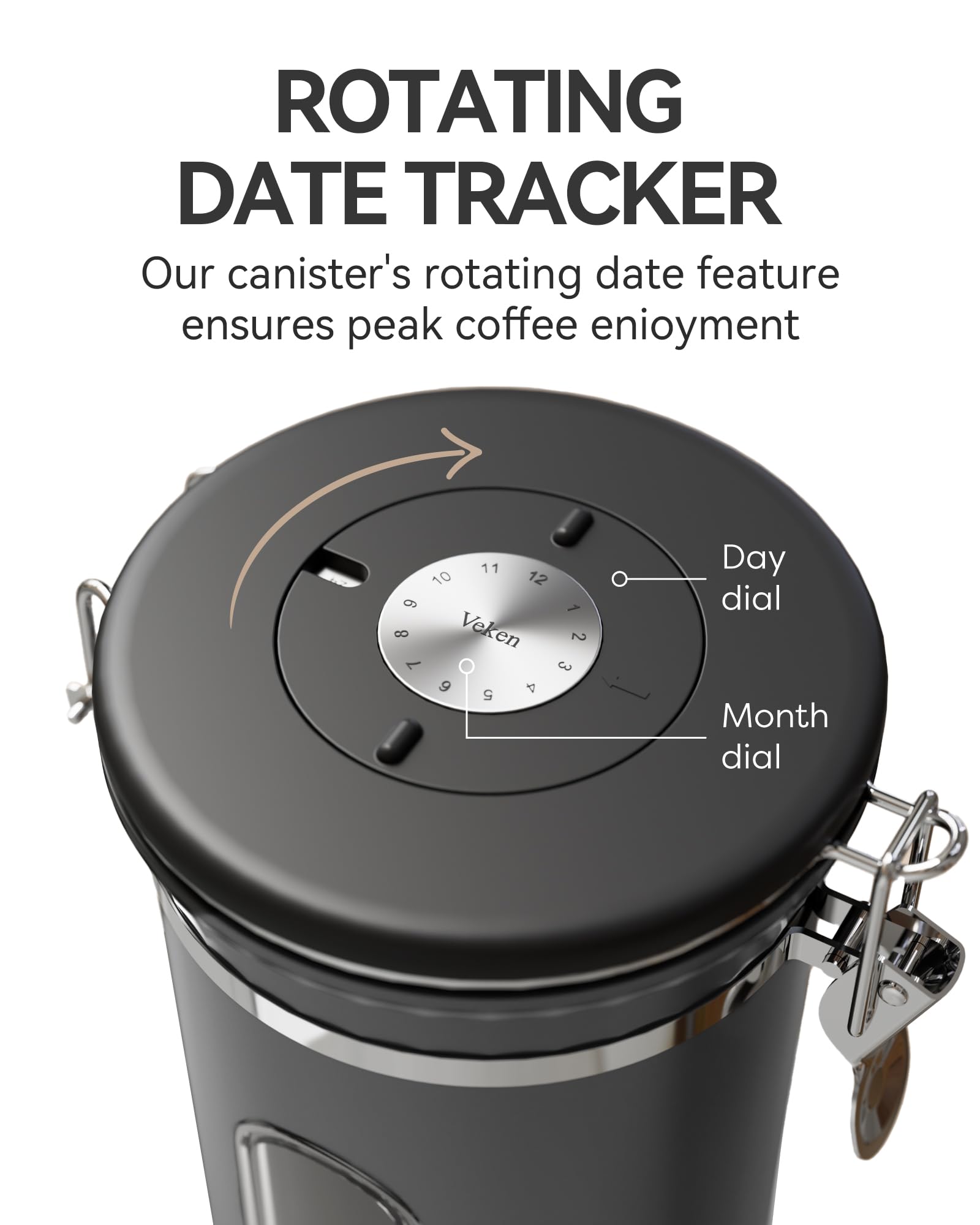 Veken date tracker on lid lets you monitor storage time.