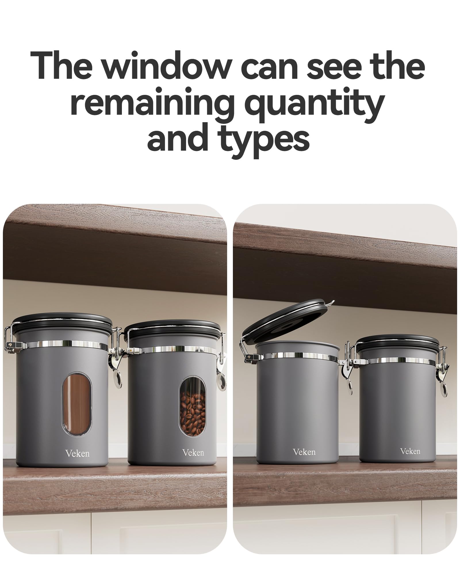Veken grey 22oz canister suits coffee lovers and kitchen organization.