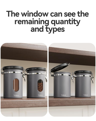 Veken grey 22oz canister suits coffee lovers and kitchen organization.