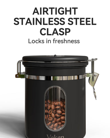 Veken stainless steel canister preserves aroma with durable construction.