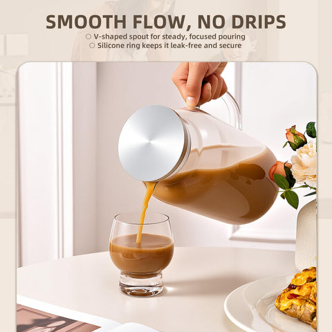 Vekonn thermally safe glass pitcher handles hot to cold beverages with ease.