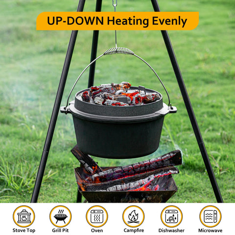 Velaze 10QT camping dutch oven in oven for baking and braising