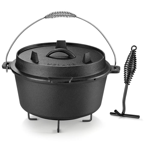 Velaze 10QT camping dutch oven lid inverted griddle for outdoor skillet use
