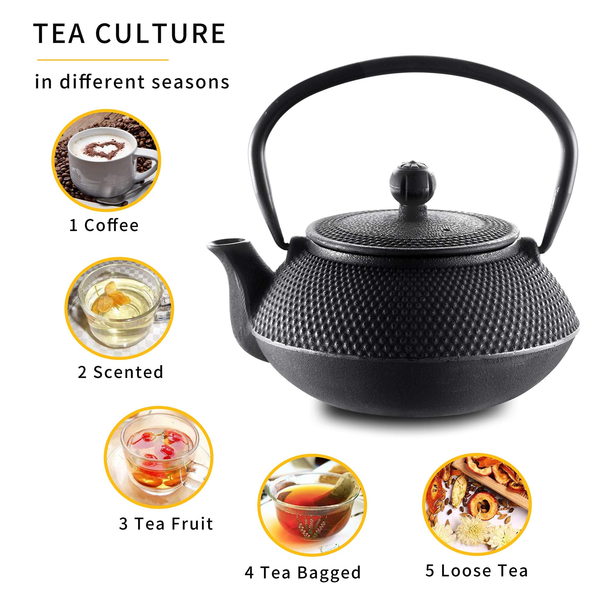 Velaze teapot interior enamel preserves pure tea flavor for cleaner taste.