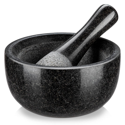 Velaze granite mortar 580ml shows a durable nonporous surface for grinding herbs.